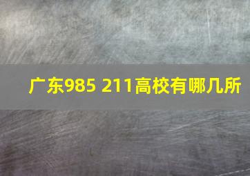 广东985 211高校有哪几所